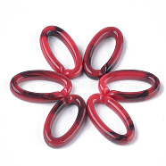 Acrylic Linking Rings, Quick Link Connectors, For Jewelry Chains Making, Imitation Gemstone Style, Oval, Red, 35x19.5x6mm, Hole: 25.5x10mm, about 235pcs/500g(OACR-S021-21G)