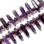 Natural Amethyst Beads Strands, Bullet, 25~29x5~7x5~7mm, Hole: 1.5mm, about 30pcs/strand, 15.04 inch(38.2cm)(G-H247-03)