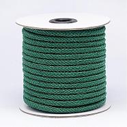 Braided Polyester Cord, Teal, 6x3mm, about 25yards/roll(NWIR-N007-04)