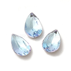 Glass Rhinestone Cabochons, Point Back & Back Plated, Faceted, Teardrop, Light Azore, 8x5x2.5mm(RGLA-P037-11A-D202)