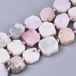 Natural Pink Opal Beads Strands, Rectangle, 15~19x16~18x5~9mm, Hole: 1.2mm, about 19~20pcs/Strand, 15.94 inch~16.65 inch( 40.5cm~42.3cm)(X-G-N326-08)