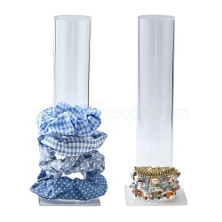 Organic Glass Bracelet Displays, Vertical Tower Jewelry Bracelet Display Stand, Clear, 84.5x50x255mm(BDIS-E004-8C)