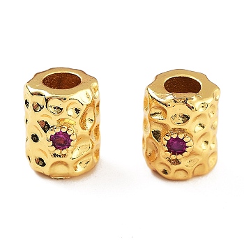 Rack Plating Brass Cubic Zirconia Beads, Cadmium Free & Lead Free, Barrel, Real 18K Gold Plated, 7x5.7mm, Hole: 2.7~3mm