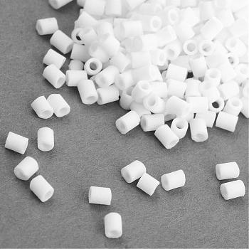 TOHO Japanese Seed Beads, Glass Bugle Beads, Frosted, AB Color, Round Hole, (41) Opaque White, 2x1.7~1.8mm, Hole: 1mm, about 6650pcs/bag, 100g/bag