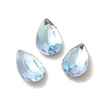 Glass Rhinestone Cabochons, Point Back & Back Plated, Faceted, Teardrop, Light Azore, 8x5x2.5mm