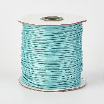 Eco-Friendly Korean Waxed Polyester Cord, Cyan, 3mm, about 41.01~41.56 Yards(37.5~38m)/Roll