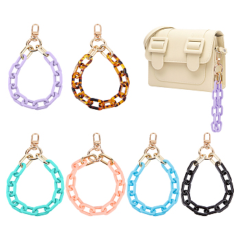 CHGCRAFT 6Pcs 6 Colors Opaque Acrylic Cable Chain Wristlet Straps, with Swivel Clasps, Purse Accessories, Mixed Color, 310mm, 1pc/color