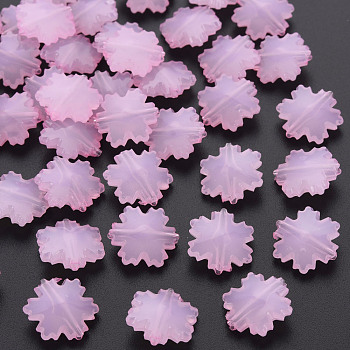 Imitation Jelly Acrylic Beads, Faceted, Snowflake, Pearl Pink, 15x14x6mm, Hole: 1.6mm, about 970pcs/500g