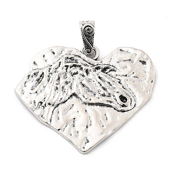 Tibetan Style Alloy Big Pendants, Vintage DIY Accessories, Heart, 53x65x2.5mm, Hole: 5x11mm