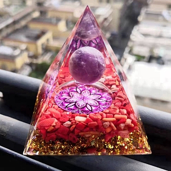 Orgonite Pyramids with Natural Red Jasper, Resin Craft Healing Pyramids, for Spirits Lift Stress Relief, 60x60x60mm
