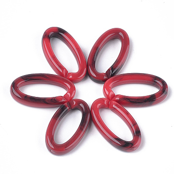 Acrylic Linking Rings, Quick Link Connectors, For Jewelry Chains Making, Imitation Gemstone Style, Oval, Red, 35x19.5x6mm, Hole: 25.5x10mm, about 235pcs/500g