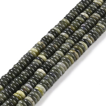 Natural Xinyi Jade/Chinese Southern Jade Beads Strands, Rondelle, 6~6.5x2~2.5mm, Hole: 1mm, about 181~191pcs/strand, 15.16~15.35''(38.5~39.1cm)