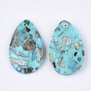 Assembled Synthetic Imperial Jasper and Turquoise Pendants(G-S329-077A)-2