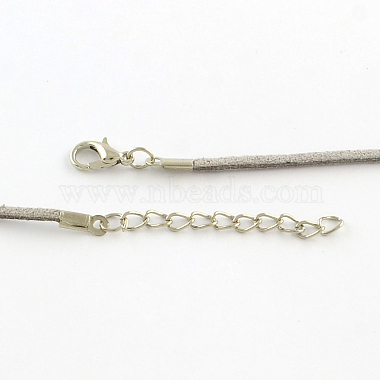 Collier de cordon en faux suède de 2 mm avec chaînes en fer et fermoirs à pince de homard(NCOR-R029-08)-3