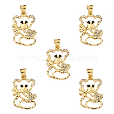 Real 18K Gold Plated Clear Bear Brass+Cubic Zirconia Pendants