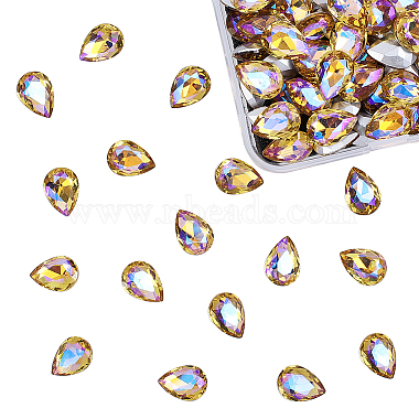 Gold Teardrop Glass Rhinestone Cabochons