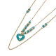 Enamel Charms Double Layer Necklace with Synthetic Turquoise Beaded(NJEW-P269-20A-G)-2