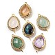 Natural Mixed Gemstone Faceted Teardrop Connector Charms(G-M431-04G)-1