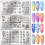 Stainless Steel DIY Nail Art Templates, Template Tool, Rectangle, Mixed Shapes, 12x6cm, 3pcs/set(MRMJ-WH0092-123)