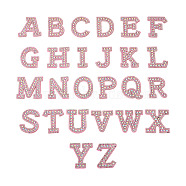 Alphabet Resin Rhinestone Patches, Iron/Sew on Appliques, Costume Accessories, for Clothes, Bag Pants, Pink, 43.5~50x20~51x3mm(DIY-TAC0005-45E)
