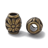 Tibetan Style Alloy Beads, Cadmium Free & Lead Free, Oval with Flower, Antique Bronze, 9x8mm, Hole: 3.3mm, about 667pcs/1000g(FIND-A035-16AB)