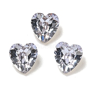 Glass Rhinestone Cabochons, Flat Back & Back Plated, Faceted, Heart, Alexandrite, 6.5x6x4mm(RGLA-L029-16A-283)