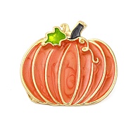 Alloy Brooches, Christmas Enamel Pins, Pumpkin, 37x40mm(JEWB-M047-02G-03)