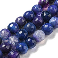 Natural Agate Beads Strands, Dyed & Heated, Round, Faceted, Blue, 6mm, Hole: 1mm, about 62pcs/strand, 14.37~14.76 inch(36.5~37.5cm)(G-C082-A01-20)