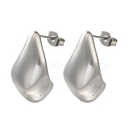 304 Stainless Steel Teardrop Stud Earrings for Women, Stainless Steel Color, 22.5x13mm(EJEW-S237-07)