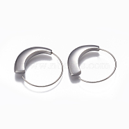 304 Stainless Steel Hoop Earrings, Hypoallergenic Earrings, Curved, Stainless Steel Color, 33x30x4.5mm, Pin: 1mm(X-EJEW-O089-26P)