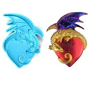 DIY Dragon Wrapping Heart Silicone Molds, Resin Casting Molds, Fondant Molds, for Candy, Chocolate, UV Resin, Epoxy Resin Craft Making, Deep Sky Blue, 200x147x21.5mm(SIMO-C002-04)