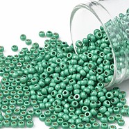 TOHO Round Seed Beads, Japanese Seed Beads, (PF561F) PermaFinish Teal Aqua Metallic Matte, 11/0, 2.2mm, Hole: 0.8mm, about 1110pcs/bottle, 10g/bottle(SEED-JPTR11-PF0561F)