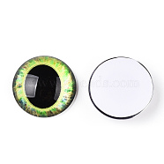 Glass Cabochons, Half Round with Eye, Champagne Yellow, 20x6.5mm(GGLA-T004-04G)