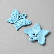 Baking Painted Alloy Pendants, Butterfly Charm, Deep Sky Blue, 16.5x20x2mm, Hole: 1.5mm(FIND-TAC0011-82C)