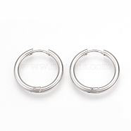 201 Stainless Steel Huggie Hoop Earrings, with 304 Stainless Steel Pins, Ring Shape, Stainless Steel Color, 17x2.5mm, 10 Gauge, Pin: 0.8mm(MAK-R021-17mm)