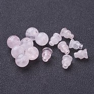 Buddha Style Rose Quartz Beads Sets, 3-Holes Round and Gourd, For Buddha Jewelry Making, Pink, about 10mm in diameter, hole: 1.5mm, Gourd Beads: 8x6mm(X-G-D382-10mm-09)