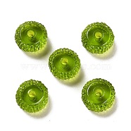 Transparent Resin Beads, Textured Rondelle, Yellow Green, 12x7mm, Hole: 2.5mm(RESI-B020-08A)