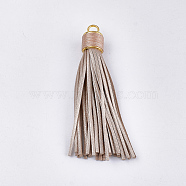PU Leather Tassel Big Pendants Decorations, with Alloy Findings, Golden, PapayaWhip, 103~107x17mm, Hole: 6mm(FIND-T048-03B)