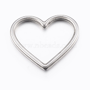 304 Stainless Steel Linking Rings, Heart, Stainless Steel Color, 24x28x2mm, 24x16mm Inner Diameter(X-STAS-E421-002P)