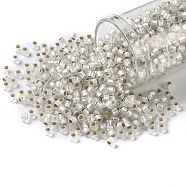 TOHO Round Seed Beads, Japanese Seed Beads, (21F) Silver-Lined Translucent Frosted Crystal Clear, 8/0, 3mm, Hole: 1mm, about 222pcs/10g(X-SEED-TR08-0021F)