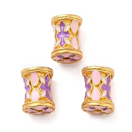 Alloy Enamel Beads, Column with Cross, Golden, 10x7mm, Hole: 1.6mm(ENAM-M008-25G)