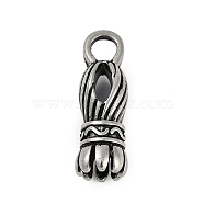 304 Stainless Steel Pendants, Column Charm, Antique Silver, 30.5x10mm, Hole: 5mm(STAS-F310-04AS-02)