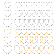 304 Stainless Steel Linking Ring, Heart, Golden & Stainless Steel Color, 48pcs/box(STAS-UN0015-94)