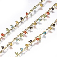 3.28 Feet Handmade Seed Beaded Chains, Soldered, with Real 18K Gold Plated Brass Findings, Colorful, 1.8~2.5mm(X-CHC-N016-06I)