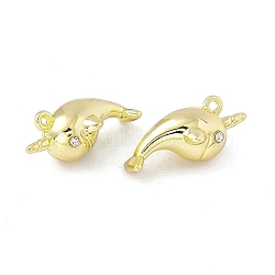 Rack Plating Alloy Pendants, with Crystal Rhinestone, Cadmium Free & Lead Free, Dolphin Charm, Light Gold, 22x12x9mm, Hole: 1.2mm(FIND-I030-04LG)