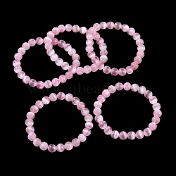 Dyed Natural Selenite Round Beaded Stretch Bracelet for Women, Pearl Pink, Inner Diameter: 2-1/2 inch(6.2cm), Beads: 8.5mm(BJEW-G697-02B)