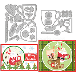 Christmas Theme Carbon Steel Cutting Dies Stencils, for DIY Scrapbooking, Photo Album, Decorative Embossing, Paper Card, Matte Platinum Color, Cup Pattern, 8.3~12.7x10.5~10.7x0.08cm, 2pcs/set(DIY-WH0309-406)