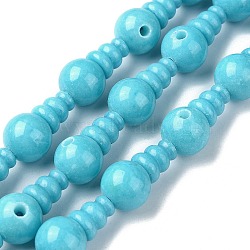 Natural White Jade 3-Hole Guru Bead Strands, for Buddhist Jewelry Making, T-Drilled Beads, 18x10mm, Hole: 2~2.5mm(G-K149-45)