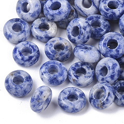 Natural Blue Spot Jasper European Beads, Large Hole Beads, Rondelle, 10x4.5mm, Hole: 4mm(G-Q503-09)