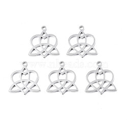 201 Stainless Steel Pendants, Heart with Trinity Knot, Stainless Steel Color, 21x18.5x1.5mm, Hole: 2mm(STAS-T063-169P)